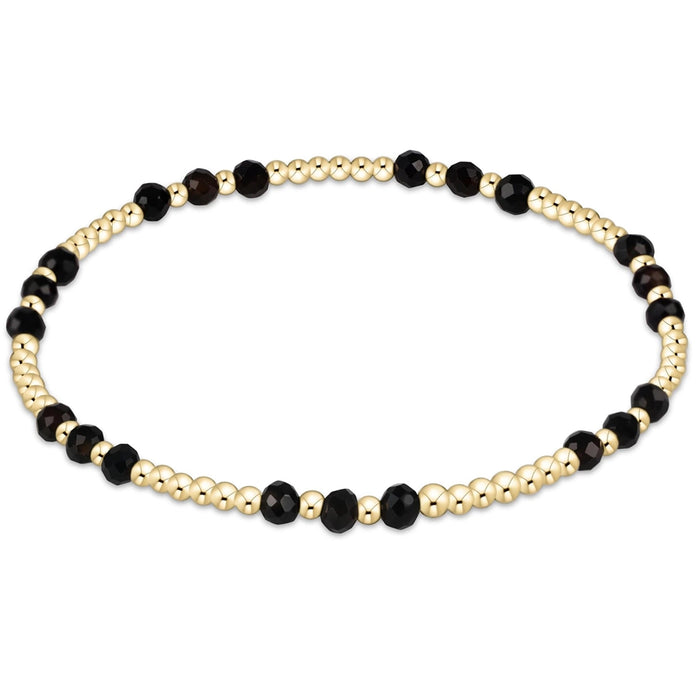 enewton Joy Pattern Bead Bracelet with 3mm faceted onyx gemstones and gold-filled beads.