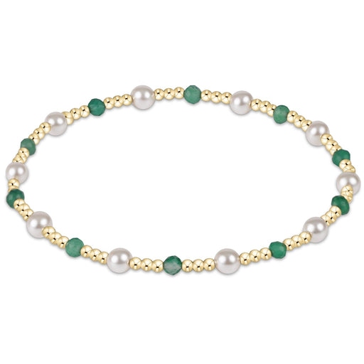 enewton design Pearl Sincerity Pattern Bead Bracelet with gold-filled beads, freshwater pearls and green onyx.