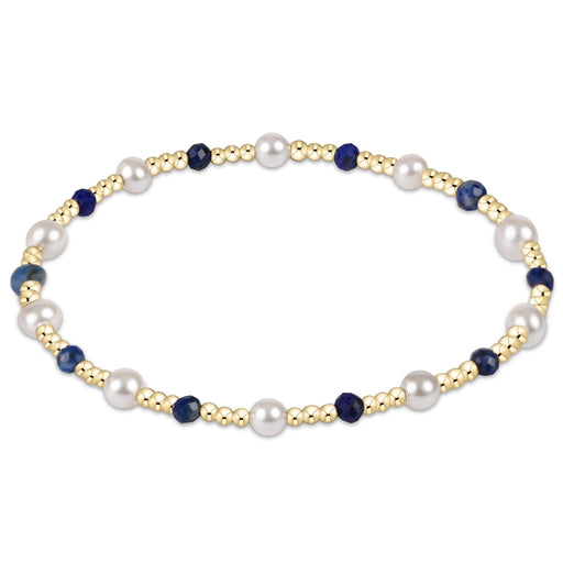 enewton design Pearl Sincerity Pattern Bead Bracelet with gold-filled beads, freshwater pearls and Lapis gemstones. 