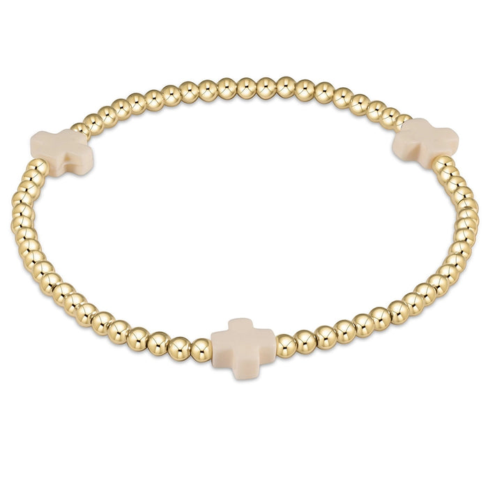 enewton design Signature Cross Pattern Bracelet with gold beads and Off-White cross accents on white background