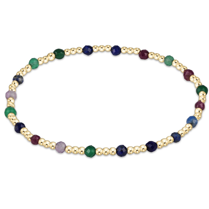 enewton Sincerity Pattern Bead Bracelet with 3mm multi-color faceted gemstone beads and gold-filled accents in Hot Mess design.
