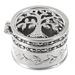 Silver decorative box charm  with tree of life design on a white background