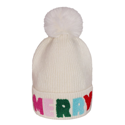 Festive Flair Merry Chenille Letter Beanie - Festive Flair Merry Chenille Letter Beanie