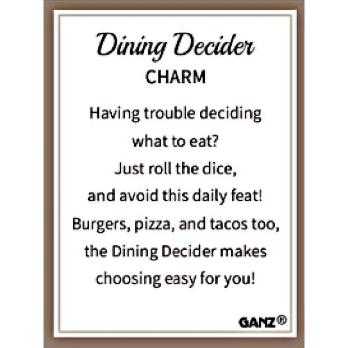 Ganz : Dining Decider Dice Charms - Ganz : Dining Decider Dice Charms