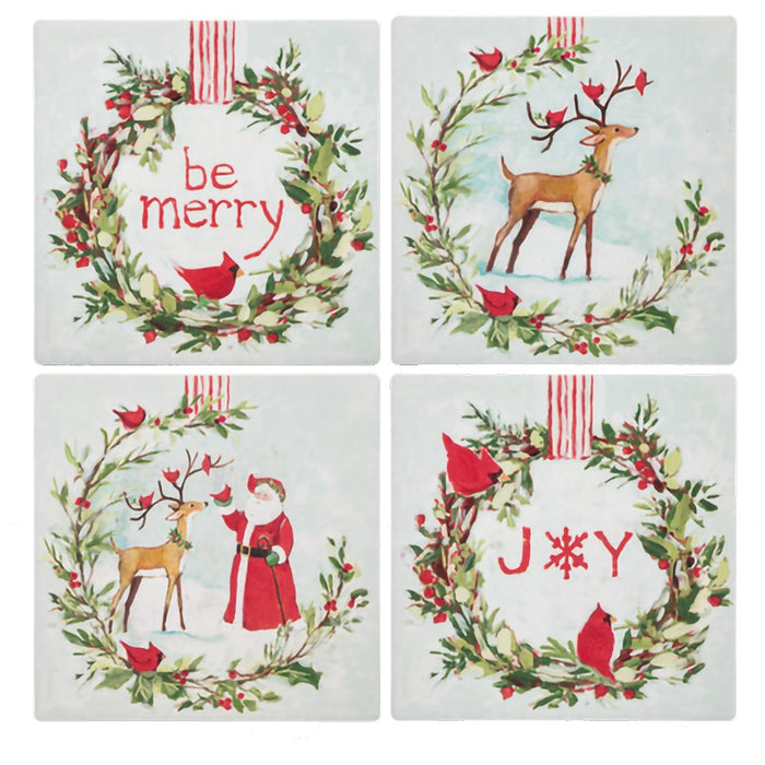 Ganz : Holiday Message Coaster Set of 4 - Ganz : Holiday Message Coaster Set of 4