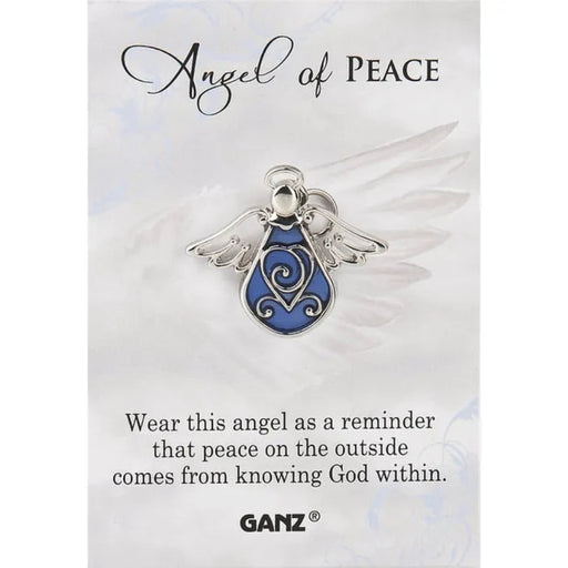 Angel of Peace Pin on a GANZ branded card with angel wings in the background.