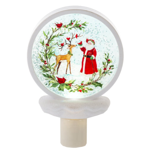 Ganz : Santa with Deer Shimmer Disk LED Night Light - Ganz : Santa with Deer Shimmer Disk LED Night Light