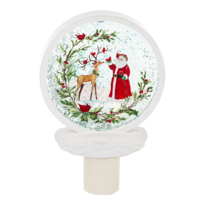 Ganz : Santa with Deer Shimmer Disk LED Night Light - Ganz : Santa with Deer Shimmer Disk LED Night Light