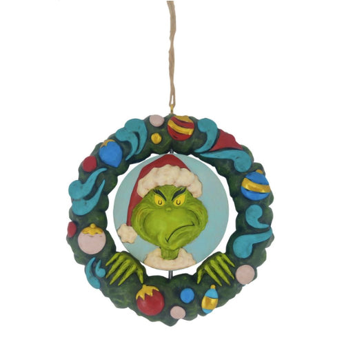 Grinch : PVC Grinch Bust in Wreath Ornament - Grinch : PVC Grinch Bust in Wreath Ornament