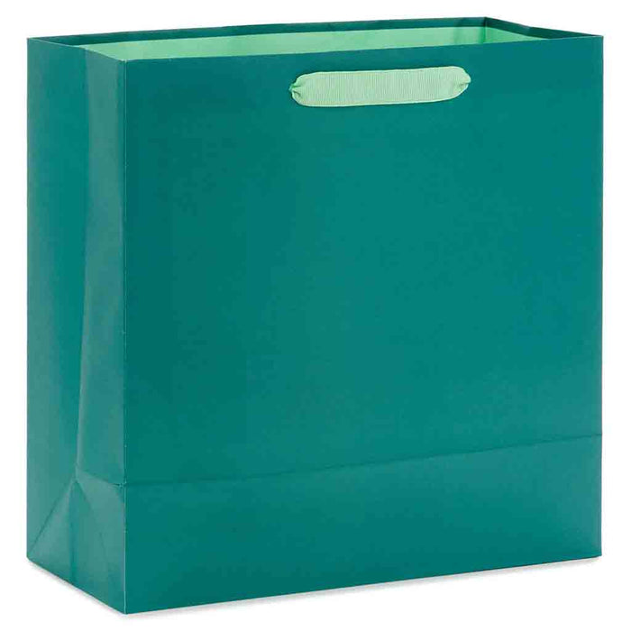 Hallmark : 10.4" Poinsettias on Green Large Square Christmas Gift Bag - Hallmark : 10.4" Poinsettias on Green Large Square Christmas Gift Bag