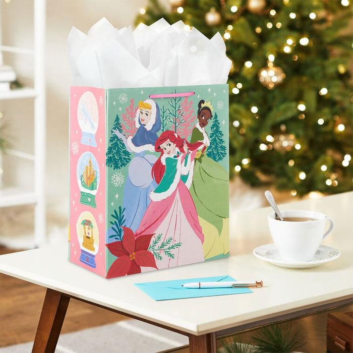 Hallmark : 113" Disney Princesses on Green Large Holiday Gift Bag - Hallmark : 113" Disney Princesses on Green Large Holiday Gift Bag