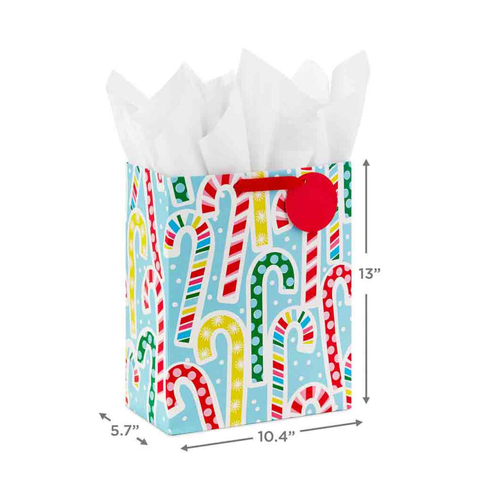 Hallmark : 13" Candy Canes on Blue Large Christmas Gift Bag With Tissue Paper - Hallmark : 13" Candy Canes on Blue Large Christmas Gift Bag With Tissue Paper