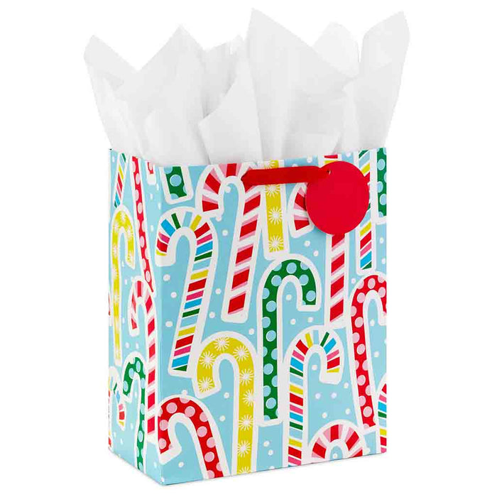 Hallmark : 13" Candy Canes on Blue Large Christmas Gift Bag With Tissue Paper - Hallmark : 13" Candy Canes on Blue Large Christmas Gift Bag With Tissue Paper