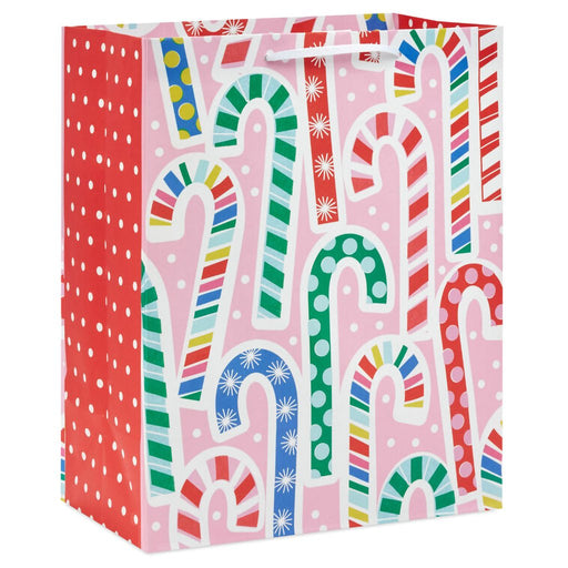 Hallmark : 13" Colorful Candy Canes on Pink Large Christmas Gift Bag - Hallmark : 13" Colorful Candy Canes on Pink Large Christmas Gift Bag