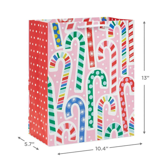 Hallmark : 13" Colorful Candy Canes on Pink Large Christmas Gift Bag - Hallmark : 13" Colorful Candy Canes on Pink Large Christmas Gift Bag