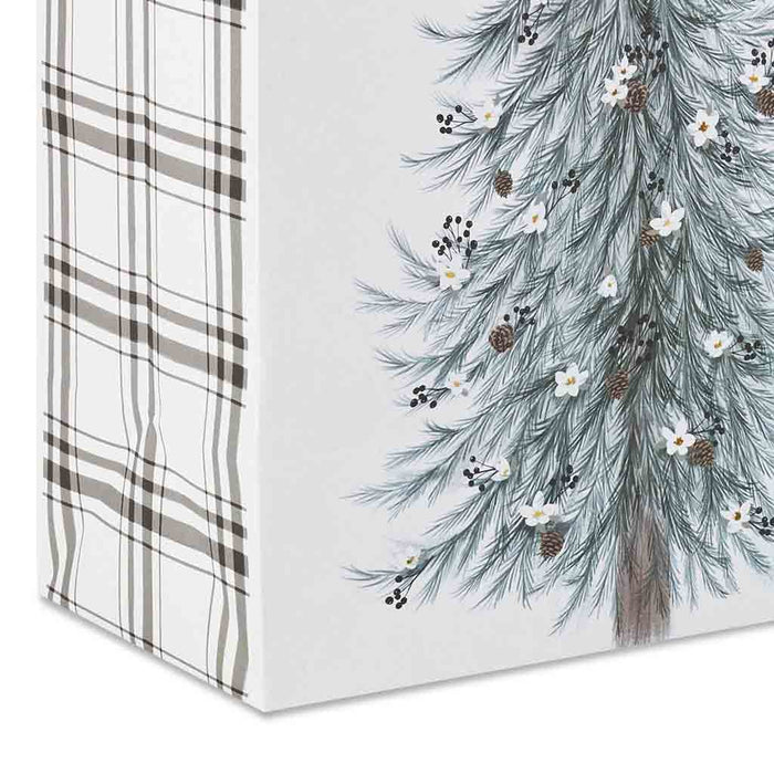 Hallmark : 13" Illustrated Evergreen on White Large Christmas Gift Bag - Hallmark : 13" Illustrated Evergreen on White Large Christmas Gift Bag