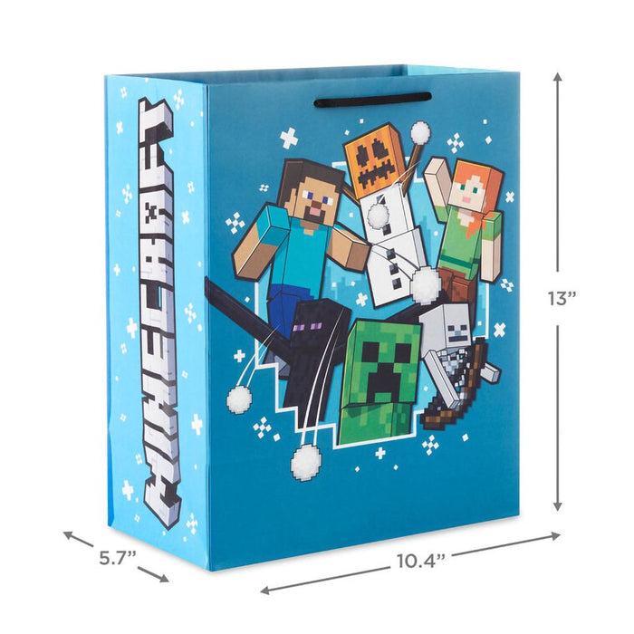 Hallmark : 13" Minecraft Characters on Blue Large Holiday Gift Bag - Hallmark : 13" Minecraft Characters on Blue Large Holiday Gift Bag