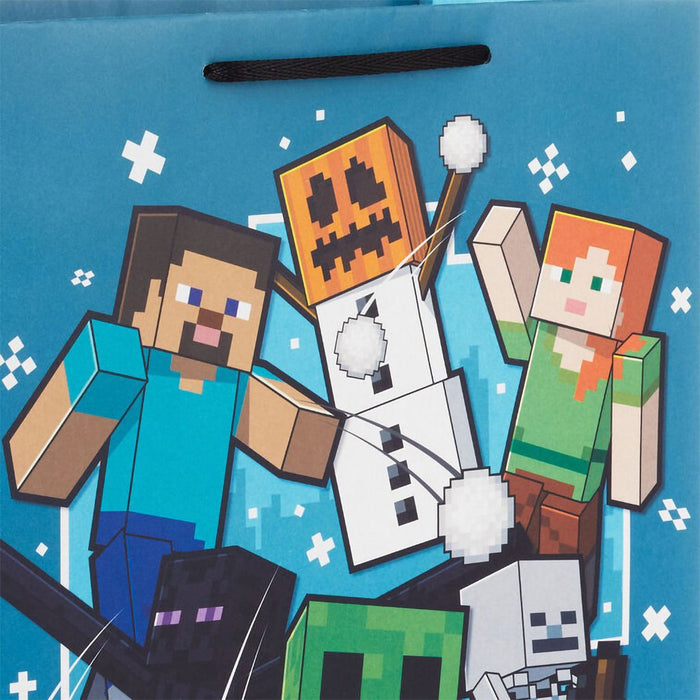 Hallmark : 13" Minecraft Characters on Blue Large Holiday Gift Bag - Hallmark : 13" Minecraft Characters on Blue Large Holiday Gift Bag