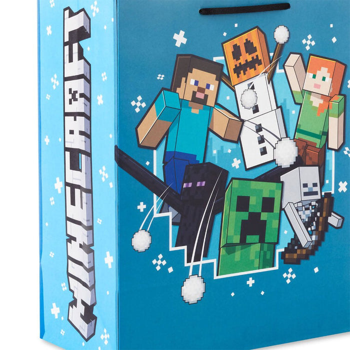 Hallmark : 13" Minecraft Characters on Blue Large Holiday Gift Bag - Hallmark : 13" Minecraft Characters on Blue Large Holiday Gift Bag