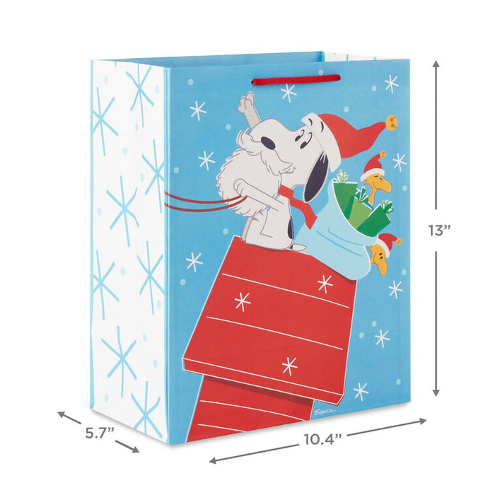 Hallmark : 13" Peanuts® Santa Snoopy on Dog House Sleigh Large Christmas Gift Bag - Hallmark : 13" Peanuts® Santa Snoopy on Dog House Sleigh Large Christmas Gift Bag