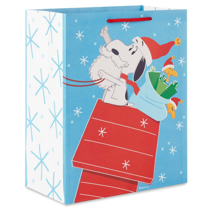 Hallmark : 13" Peanuts® Santa Snoopy on Dog House Sleigh Large Christmas Gift Bag - Hallmark : 13" Peanuts® Santa Snoopy on Dog House Sleigh Large Christmas Gift Bag