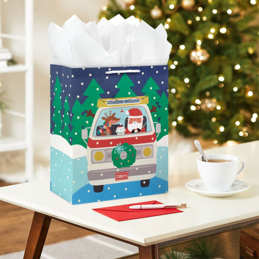 Hallmark : 13" Santa Road Trip Large Christmas Gift Bag - Hallmark : 13" Santa Road Trip Large Christmas Gift Bag