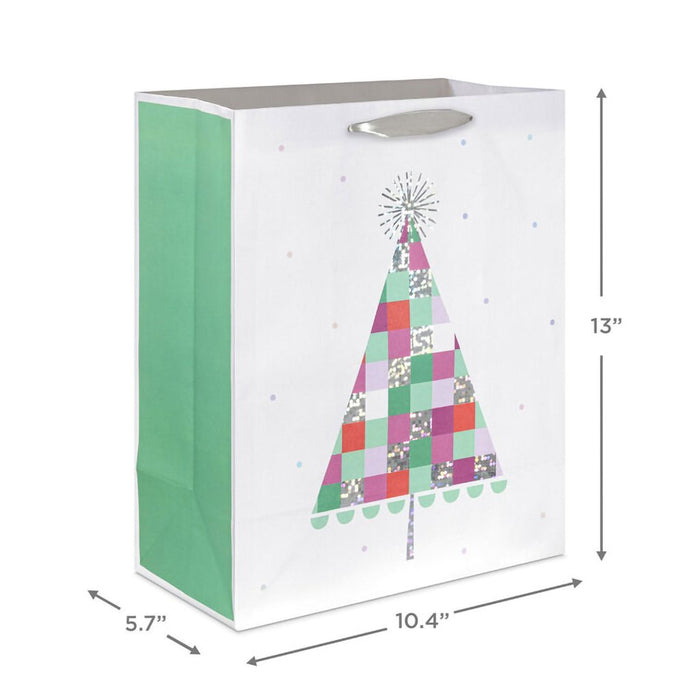 Hallmark : 13" Tinsel Tree on Cream Large Christmas Gift Bag - Hallmark : 13" Tinsel Tree on Cream Large Christmas Gift Bag