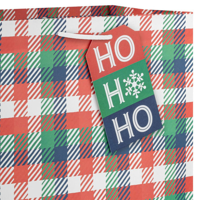 Hallmark : 15" Bold Woven Plaid Extra - Deep Christmas Gift Bag - Hallmark : 15" Bold Woven Plaid Extra - Deep Christmas Gift Bag