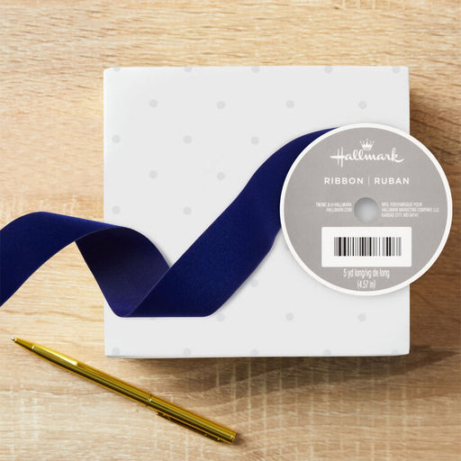 Hallmark : 1.5" Navy Blue Velvet Ribbon, 15' - Hallmark : 1.5" Navy Blue Velvet Ribbon, 15'