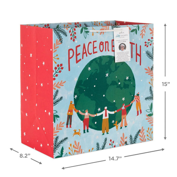 Hallmark : 15" Peace on Earth Extra - Deep Holiday Gift Bag - Hallmark : 15" Peace on Earth Extra - Deep Holiday Gift Bag