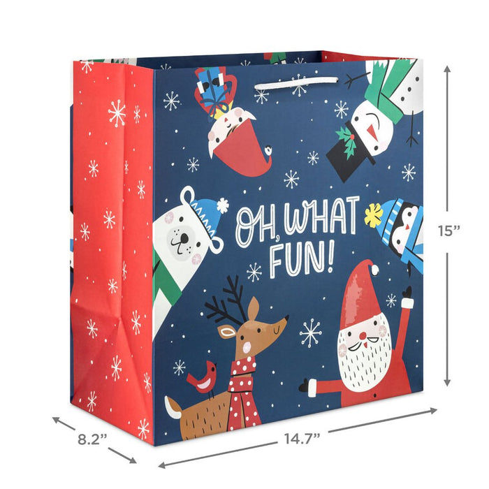 Hallmark : 15" Santa and Friends Extra - Deep Christmas Gift Bag - Hallmark : 15" Santa and Friends Extra - Deep Christmas Gift Bag