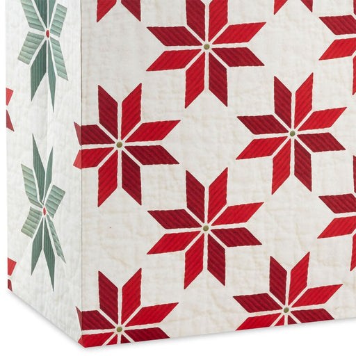 Hallmark : 20" Quilted Red Stars on White Jumbo Holiday Gift Bag - Hallmark : 20" Quilted Red Stars on White Jumbo Holiday Gift Bag