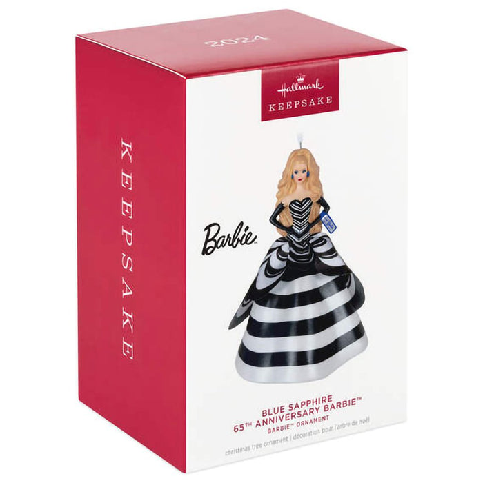 Hallmark : 2024 Keepsake Barbie™ 65th Anniversary Blue Sapphire Porcelain and Fabric Ornament (45) - Hallmark : 2024 Keepsake Barbie™ 65th Anniversary Blue Sapphire Porcelain and Fabric Ornament (45)