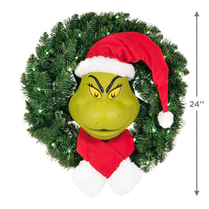 Hallmark : 2024 Keepsake Dr. Seuss's How the Grinch Stole Christmas!™ The Grinch Wreath With Light, Sound and Motion, 24” (452) - Hallmark : 2024 Keepsake Dr. Seuss's How the Grinch Stole Christmas!™ The Grinch Wreath With Light, Sound and Motion, 24” (452)