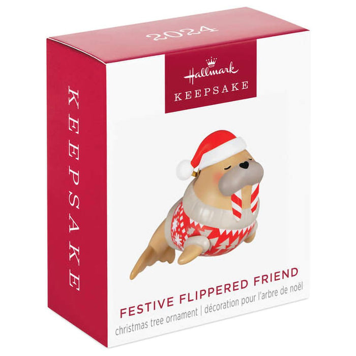 Hallmark : 2024 Keepsake Mini Festive Flippered Friend Ornament, 0.85" (406) - Hallmark : 2024 Keepsake Mini Festive Flippered Friend Ornament, 0.85" (406)