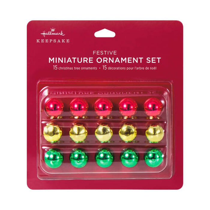 Hallmark : 2024 Keepsake Mini Festive Red, Gold and Green Glass Ornaments, Set of 15 (107) - Hallmark : 2024 Keepsake Mini Festive Red, Gold and Green Glass Ornaments, Set of 15 (107)