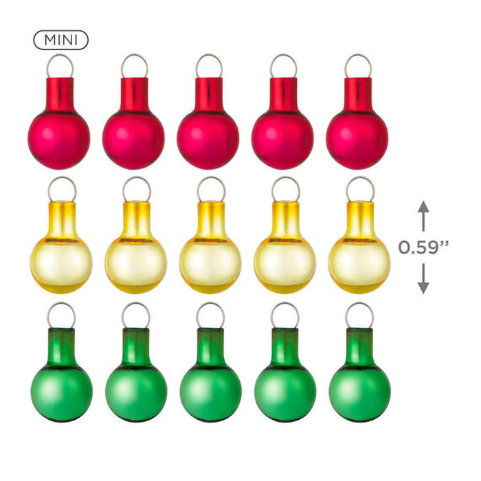 Hallmark : 2024 Keepsake Mini Festive Red, Gold and Green Glass Ornaments, Set of 15 (107) - Hallmark : 2024 Keepsake Mini Festive Red, Gold and Green Glass Ornaments, Set of 15 (107)