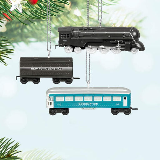 Hallmark : 2024 Keepsake Mini Lionel® 221 Steam Locomotive and Tender With 2431 Observation Car Ornaments, Set of 3 (412) - Hallmark : 2024 Keepsake Mini Lionel® 221 Steam Locomotive and Tender With 2431 Observation Car Ornaments, Set of 3 (412)