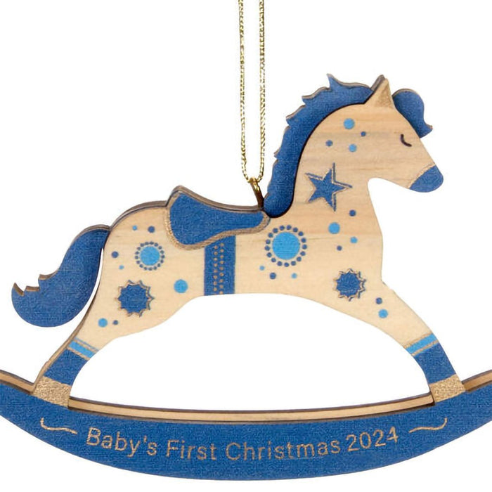 Hallmark : 2024 Keepsake Ornament Baby Boy's First Christmas Rocking Horse 2024 Wood Ornament (26) - Hallmark : 2024 Keepsake Ornament Baby Boy's First Christmas Rocking Horse 2024 Wood Ornament (26)