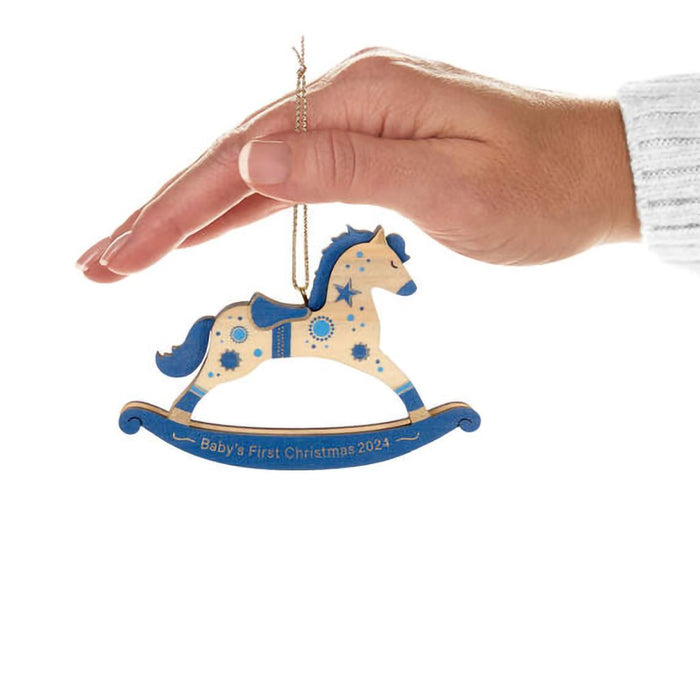 Hallmark : 2024 Keepsake Ornament Baby Boy's First Christmas Rocking Horse 2024 Wood Ornament (26) - Hallmark : 2024 Keepsake Ornament Baby Boy's First Christmas Rocking Horse 2024 Wood Ornament (26)