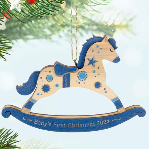Hallmark : 2024 Keepsake Ornament Baby Boy's First Christmas Rocking Horse 2024 Wood Ornament (26) - Hallmark : 2024 Keepsake Ornament Baby Boy's First Christmas Rocking Horse 2024 Wood Ornament (26)