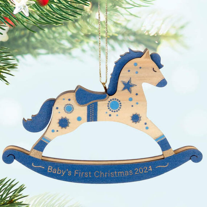 Hallmark : 2024 Keepsake Ornament Baby Boy's First Christmas Rocking Horse 2024 Wood Ornament (26) - Hallmark : 2024 Keepsake Ornament Baby Boy's First Christmas Rocking Horse 2024 Wood Ornament (26)