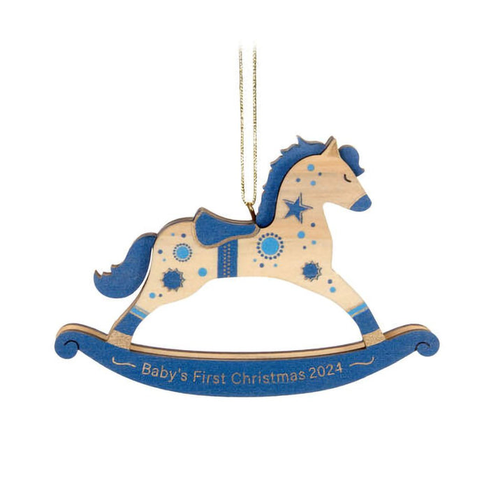 Hallmark : 2024 Keepsake Ornament Baby Boy's First Christmas Rocking Horse 2024 Wood Ornament (26) - Hallmark : 2024 Keepsake Ornament Baby Boy's First Christmas Rocking Horse 2024 Wood Ornament (26)