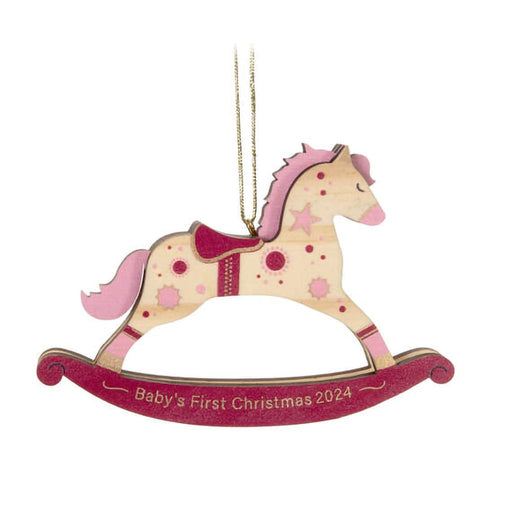 Hallmark : 2024 Keepsake Ornament Baby Girl's First Christmas Rocking Horse 2024 Wood Ornament (27) - Hallmark : 2024 Keepsake Ornament Baby Girl's First Christmas Rocking Horse 2024 Wood Ornament (27)