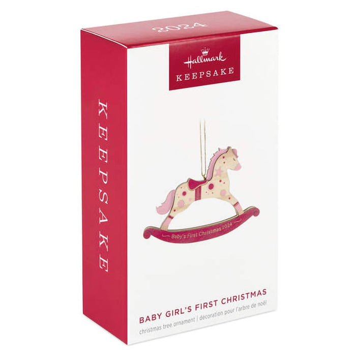 Hallmark : 2024 Keepsake Ornament Baby Girl's First Christmas Rocking Horse 2024 Wood Ornament (27) - Hallmark : 2024 Keepsake Ornament Baby Girl's First Christmas Rocking Horse 2024 Wood Ornament (27)