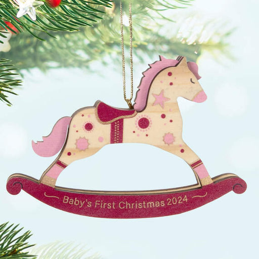 Hallmark : 2024 Keepsake Ornament Baby Girl's First Christmas Rocking Horse 2024 Wood Ornament (27) - Hallmark : 2024 Keepsake Ornament Baby Girl's First Christmas Rocking Horse 2024 Wood Ornament (27)