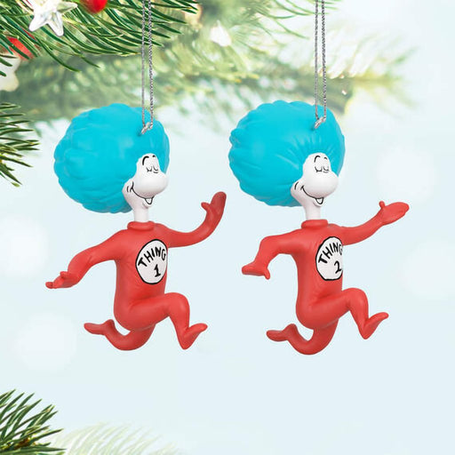 Hallmark : 2024 Keepsake Ornament Dr. Seuss's The Cat in the Hat™ Thing One and Thing Two , Set of 2 (348) - Hallmark : 2024 Keepsake Ornament Dr. Seuss's The Cat in the Hat™ Thing One and Thing Two , Set of 2 (348)