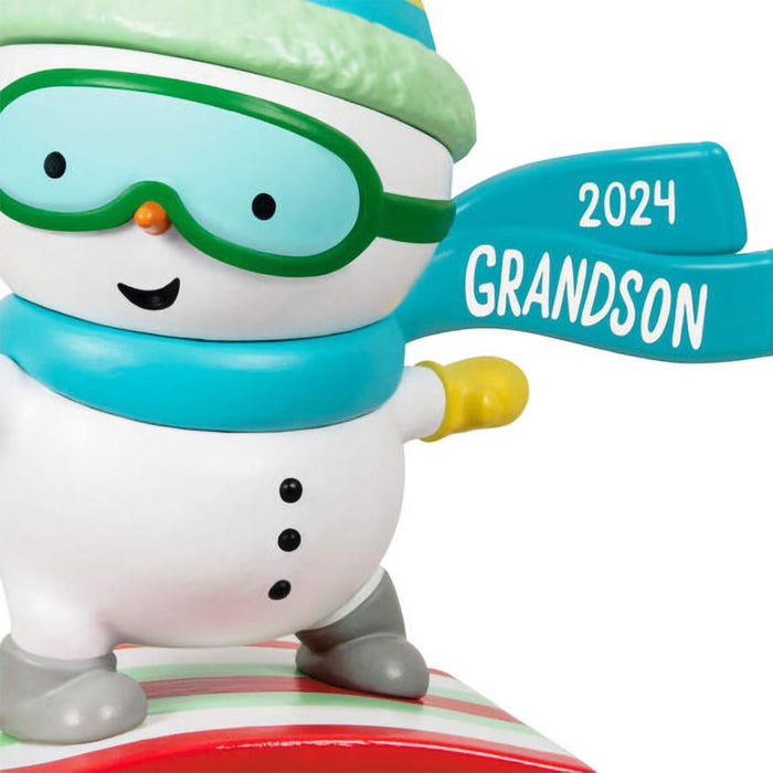 Hallmark : 2024 Keepsake Ornament Grandson Snowboarding Snowman (126) - Hallmark : 2024 Keepsake Ornament Grandson Snowboarding Snowman (126)