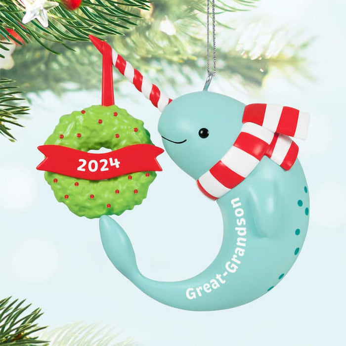 Hallmark : 2024 Keepsake Ornament Great-Grandson Narwhal 2024 Ornament (126) - Hallmark : 2024 Keepsake Ornament Great-Grandson Narwhal 2024 Ornament (126)