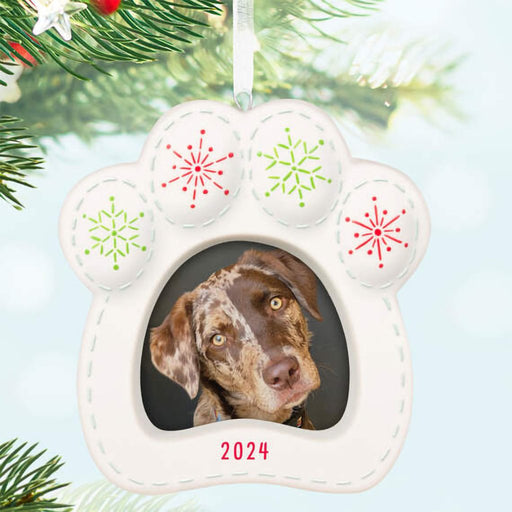 Hallmark : 2024 Keepsake Ornament Happy Dog 2024 Porcelain Photo Frame Ornament (135) - Hallmark : 2024 Keepsake Ornament Happy Dog 2024 Porcelain Photo Frame Ornament (135)